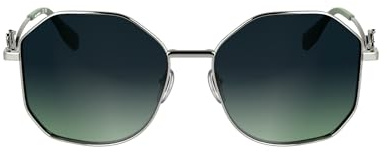 KARL LAGERFELD Women's Sunglasses KL358S - Shiny Silver with Gradient Dark Blue/Green Lens