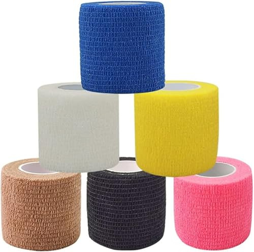 Selbstklebender Verband 5cmx4.5m Haftbandage Selbstklebend für Mensch und Tier, Elastische Fixierbinde Cohesive Bandage Haftbandage für Stretch Sportler, Handgelenk, Knöchel, Pet (6 Rollen/A#)