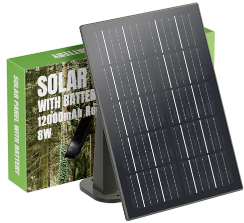 12000mAh Panel Solar Batería compatible con 12V/6V Cámara Vida Silvestre | con cable Conexión 3M Cargador Solar impermeable Cámara Caza Accesorios Caza