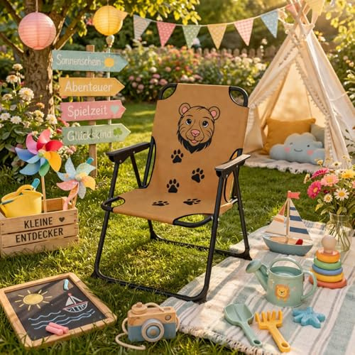 Kinder Outdoor Campingstuhl Klappstuhl Campingstuhl Outdoor Camping klappbar Löwe max 100Kg Stahl pulverbeschichtet
