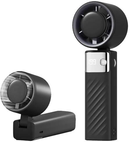 Mini ventilateur portatif, turbo, portable, USB pliable, vitesse de vent de 1 à 199 vitesses, haute vitesse 9 m/s, rotation à 105 °, pour l'intérieur et l'extérieur