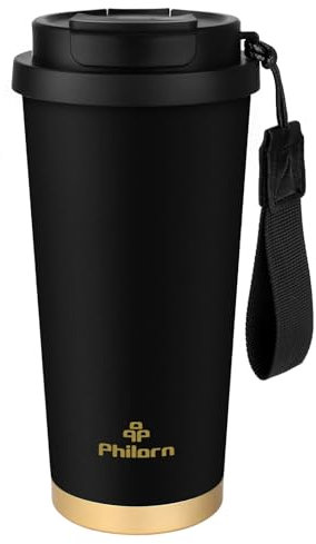 Philorn Termo Cafe para Llevar 500ml, Vaso Termico de 316 Acero Inoxidable, Reutilizable de Taza Termica, Vaso Termo Cafe para Llevar para Bebidas Frías y Calientes