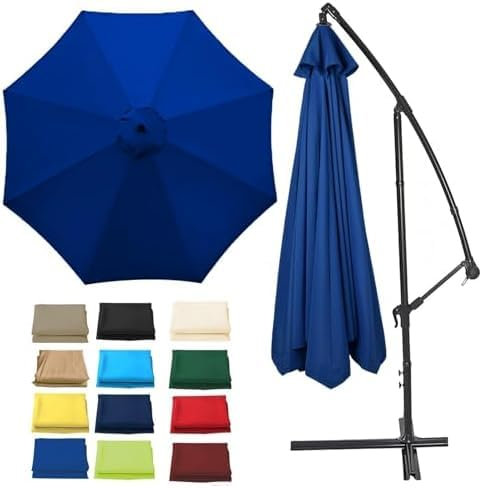 Ombrellone Da Giardino Da 7,5 Piedi / 9 Piedi / 10 Piedi, Solo Per Cortile, Giardino, Spiaggia, Piscina, Blu Reale, 9 Piedi E 6 Stecche