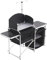 INMOZATA Camping Kitchen Stand With Windshield Camping Table Aluminium Frame Outdoor Cupboard Outdoor Storage Cabinet for BBQ,Picnics,Garden Parties Black 147x40x111cm