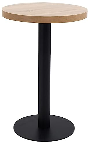Teenpull Bistrotisch Hellbraun 50 cm, Runder Stehtisch mit MDF-Platte, für 2 Personen, Stabiler Esstisch für Küche, Esszimmer, Café, Balkon