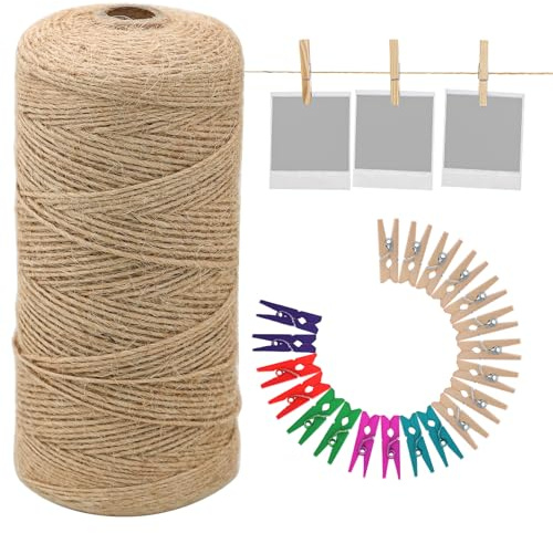 400m Jute-Schnur 1mm Dicke Braun Jute-Kordel Deko Packschnur Dekoration Verpackung Jutegarn Hanfschnur Bindegarn Für Dekoration, DIY Handwerk, Verpackung, Floristik (1mm, 400m)