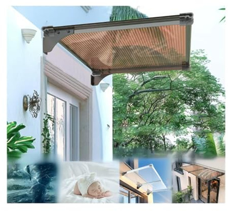 QWEASDF Door Awning Window Canopy, Awnings for Doors,Porch,Patio,Deck, Polycarbonate Sheet UV, Rain, and Snow Protection, Double-layer 5mm thickened hollow plate(80x220cm/32x87in)