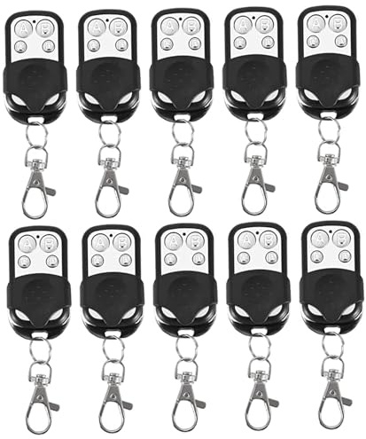 Universal Gate Remote Control Keychain 10 Pack 433MHz Cloning Remote Duplicator with 4 Buttons, Multi-Functional Key for Garage Doors, Roller Doors, Gate Opener