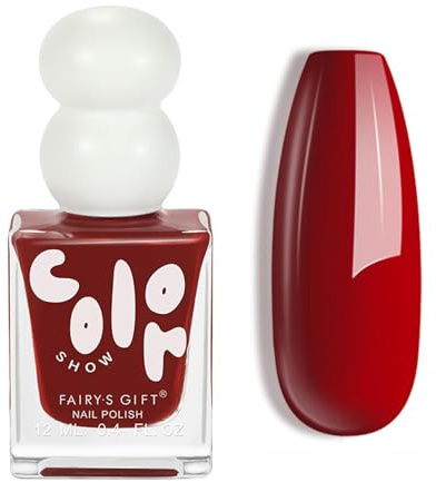 Cherry Red Nail Polish - Quick Dry Nail Varnish, Water-Based & Non-Toxic Long Lasting Chip Resistant Red Nail Polish with High Glossy for DIY Manicure Nail Art at Home - No UV Lamp Needed
