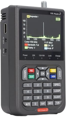 Cuifati Finder de Satélite de Mano, Medidor de Sábado Digital de 3.5 Pulgadas DVB S2X S2 S SEÑAL Receptor DC5V 9V 12V, 950‑250MHz