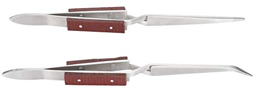 UPALDHOU 2 Comode Pinzette con Chiusura per Saldatura e Creazione di Gioielli, Pratico Strumento Artigianale per L'identificazione della Saldatura, Manico in Legno in Acciaio Inossidabile, Adatte per