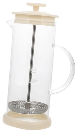 GRIRIW Mousseur à Lait Manuel 450 Ml en Verre et Acier Inoxydable Portable et Résistant à la Chaleur Mélangeur à Lait Domestique pour Café Cappuccino et Boissons Lactées