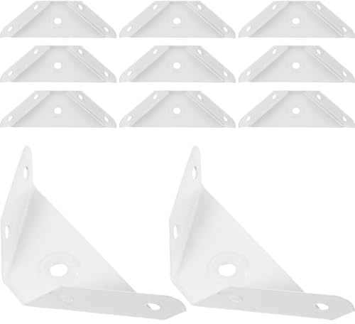 FRCOLOR Équerres d'angle Triangulaires Blanches 12 Pièces pour Meubles, Supports d'angle à 90 Degrés en Acier Épaissi, Fixation 3 Côtés, Renfort pour Armoires Suspendues et Bois