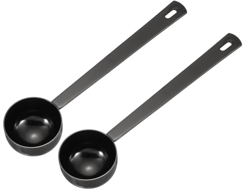 QUARKZMAN 2 Cucharillas Medidoras De 20ml Con Mango Largo Para Café Molido Té Azúcar Cocina Repostería Color Negro
