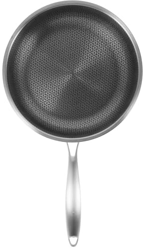 Healifty Sartén Wok Acero Inoxidable 28 Cm Antiadherente Textura Panal, Compatible Cocina Eléctrica y Gas, Utensilio Cocina Portátil para Saltear Verduras y Estofados