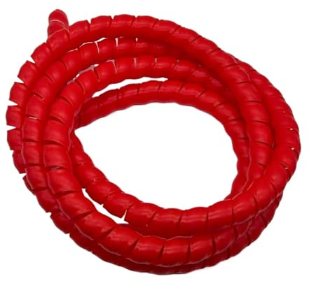 Thalawirefix 8mm ID Flexible Spiral Cable Protector Sleeve Network Wire Organizer Tube Cover Winding Wrap Anti-Clutter(Red,5 Meters)