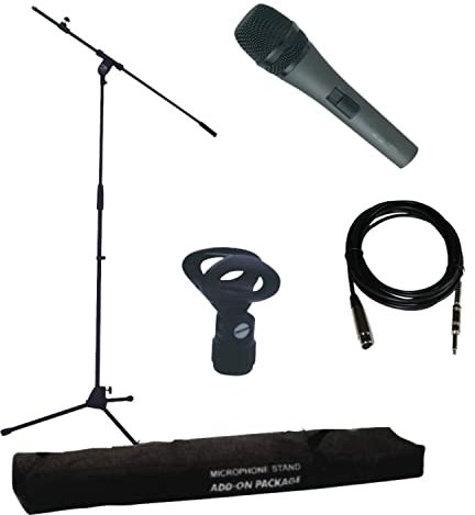 Ibiza Mikrofonset Kabelmikrofon mit Stativ und Kabel PARTY DISCO MUSIK EVENT DJ BÜHNE SOUND LAUTSPRECHER CLUB REDE THEATER