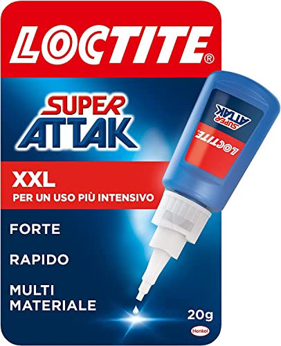 Loctite Super Attak XXL 20g, Colla liquida trasparente per applicazioni precise, Colla attaccatutto forte e resistente, Adesivo per legno, plastica, gomma, metallo, 1x20g