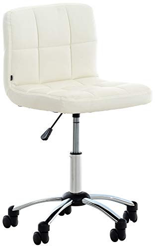 CLP Arbeitshocker Medica Kunstleder I Drehstuhl Mit Gepolstertem Sitz und Rückenlehne I Höhenverstellbarer Hocker Mit Laufrollen, Farbe:weiß
