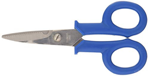 Electraline 59101 Forbici da Elettricista con Lama Curva in Acciaio Inox, Blu/Argento
