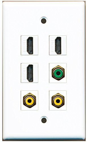 RiteAV – 3 HDMI 2 puerto RCA amarillo 1 Puerto RCA verde placa de pared