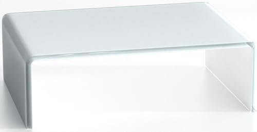 DURATABLE® TV Glastisch in Superweiß 350 mm x 110 mm x 250 mm LCD TV Aufsatz Monitor Tisch TV Erhöhung Glas Fernsehtisch