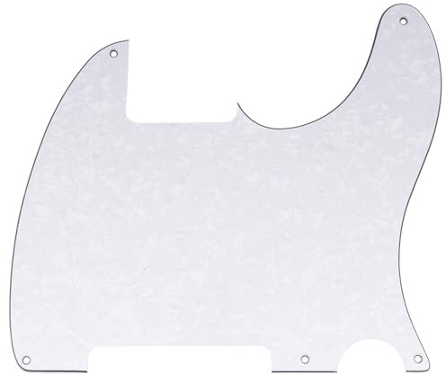 Musiclily 5 Löcher American Vintage Tele Pickguard T-Style Gitarren Schlagbrett für Fender USA/Mexican Telecaster Esquire E-Gitarre,4 lagig White Pearl
