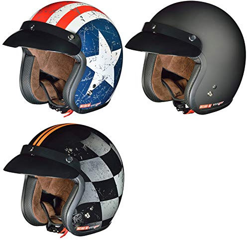 RC-583 Jethelm Motorradhelm Chopper Jet Motorrad Roller Bobber Helm rueger, Größe:S (55-56), Farbe:Finale