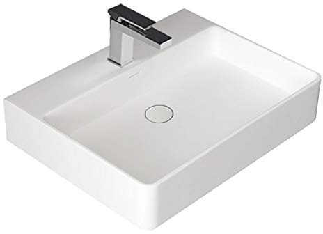 Design Waschbecken Mineralguss Waschtisch zur Wandmontage Gussmarmor Eckig Waschplatz Wandhängend LP6206 60cm weiß matt