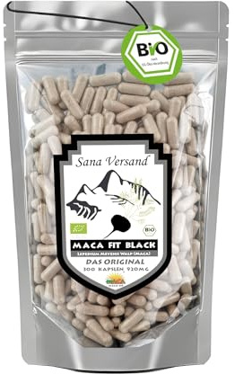 Maca Fit Kapseln Black 300 BIO Pulver Original aus Peru