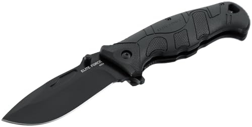 Elite Force EF141 Klappmesser 440A, schwarz, für Outdoor und Alltag | Faltbares Taschenmesser mit 86 mm Klinge, Polymergriff und Spearpoint-Klinge