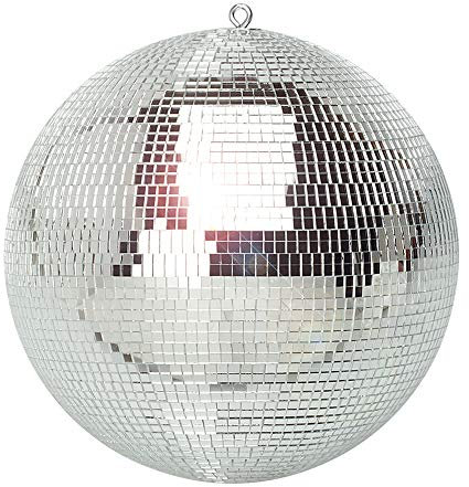 beamz MB30 12-Inch Silver Glitter Mirror Ball, Classic Reflective Disco Ball with Hanging Hook for DJ Equipment, Weddings, Dance Floors, Parties & Events