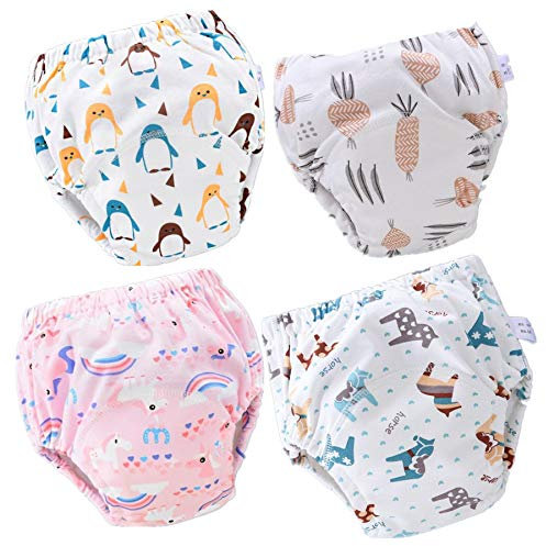 FannyFan 4er Baumwolle Töpfchen-Trainingshose Baby Trainerhosen Höschen Töpfchentraining Unterwäsche Toilettentraining Bis 4 Jahre (Mädchen2, 12-18Monat)