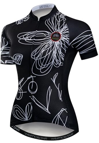 PSPORT Womens Cycling Jersey Short Sleeve Bike Shirt Road Bicycle Jersey Summer Biking Tops with 3 Rear Pockets