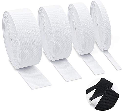 Auckpure 20 Meter Gummiband Schwarze Breite 10mm 20mm 30mm 40mm Gummibänder Nähen 4 Stück für Hosengummi DIY Handwerk Stoffe zum Nähen - Nicht Leicht Verformbar - Elastisches Farbband