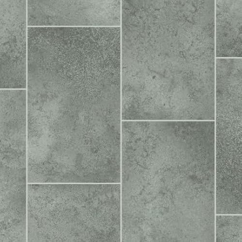 Sol Vinyle Style - Imitation Carrelage Gris - Rouleau de 4m x 3.00m
