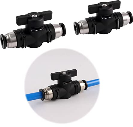 Pneumatikverbinder Anschluss-Handventil Pneumatik Gerade Push Steckverbinder Absperrhahn mit 6 mm Steckanschuss Pneumatische Fittings zum Schnellen Anschließen von Luftleitungen Verwendet(BUC-6)