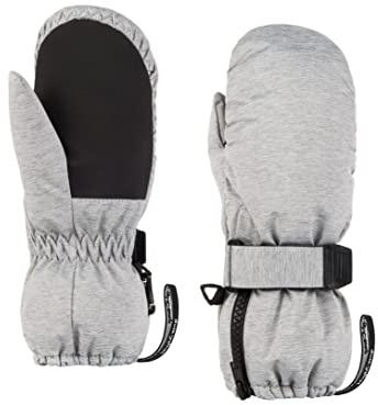 HIGHCAMP Kids Long Cuff Winter Snow Ski Mitten with Zipper Waterproof Gloves for Toddler Boys Girls-Grey,M (6-8 Y)