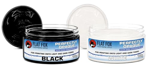 Flat Fox Tintas opacas a base de agua para serigrafía (juego negro y blanco, 100 g)