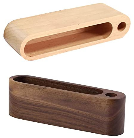 PnxdeobXL 2 Stück Wooden Business Card Holders Schreibtisch Kartenetui, Visitenkartenhalter Aus Holz, Creative Wooden Business Card Holder, für Büro, Firmenempfang, Ausstellungstisch(Mit Loch)