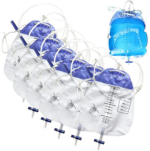 BAtlam Urindrainagebeutel, 1500 ml Kapazität, Katheter-Nachtbeutel mit Anti-Reflux-Kammer und T-Tap-Ventil, für Gesundheitshilfen zu Hause und in Krankenhäusern, 6er-Pack