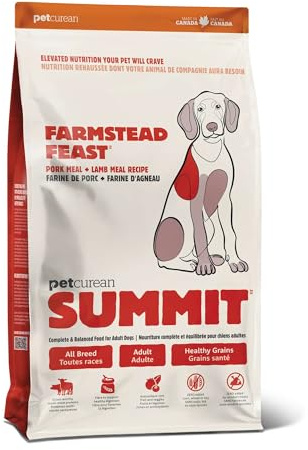 Petcurean Summit Farmstead Feast Pork Meal + Lamb Meal Dry Dog Food, Affordable, Healthy Kibble for Adults & Seniors, Multi-Meat Protein for Picky Eaters, Pumpkin for Sensitive Stomachs, 25lb Bag