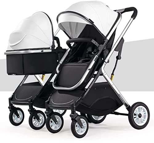 Zwillings-Kinderwagen, Kinderwagen, Kinderwagen, nebeneinander, faltbar, Tandem-Kinderwagen for Säuglinge und Kleinkinder, abnehmbarer 2-Einzel-Kinderwagen, Doppel-Kinderwagen mit umkehrbarem Stubenwa