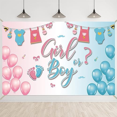 Rosa e Blu Genere Rivela Decorazioni per Feste Boy Or Girl Gender Reveal Fondale Banner Party Sfondo Annuncio di Gravidanza Sfondo di Fotografia per Baby Shower Genere Rivela Feste 180 x 110cm (B)