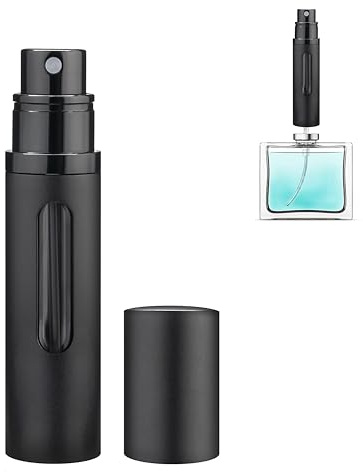 Qavhun Refillable Perfume Atomizer Travel Bottle 5ml Leakproof Luxury Travel Perfume Refillable Bottle, Portable Perfume Atomizer (Black)