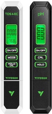 VIVOSUN Kits de pH-mètre numérique et TDS, 0,01pH haute précision type stylo pH mètre ± 2% précision de lecture 3 en 1 TDS EC pour hydroponie, piscine et aquarium, noir blanc, certifié UL