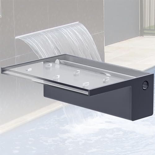 LONGRUNNEW Teich Wasserfallklingen Set, 30 cm Acryl Poolfontäne mit Zubehör, Breite 20 cm Auslauf Wasserspiel Wasserfallkaskade für Garten Patio Teichdekoration