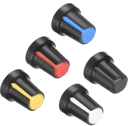 QUARKZMAN x 40 Stück 16mm Potentiometer-Knopf Gelb Rot Blau Weiß | Kunststoff-Drehregler, für elektronische Geräte