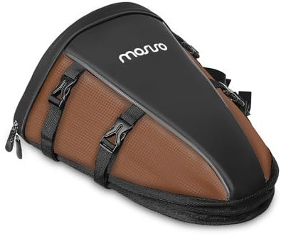 MOSISO Motorrad Hecktasche Multifunktionale wasserdichte Polyester Aufbewahrung Satteltasche, 10L Outdoor Sport Motorrad Rücksitz Leichter Tankrucksack Werkzeug Tragetasche mit Schultergurt,Braun