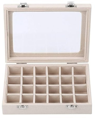 BKEKM Schmuckschatulle, 24 Fächer, Schmuckschatulle, Organizer, Samt, Schmucketui, Ohrringe, Ring-Display, Organizer, tragbare Schmuckaufbewahrung